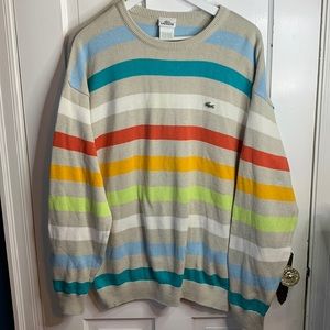 LACOSTE Men’s Multicolor Striped Long-sleeve Crewneck Sweater SZ XL